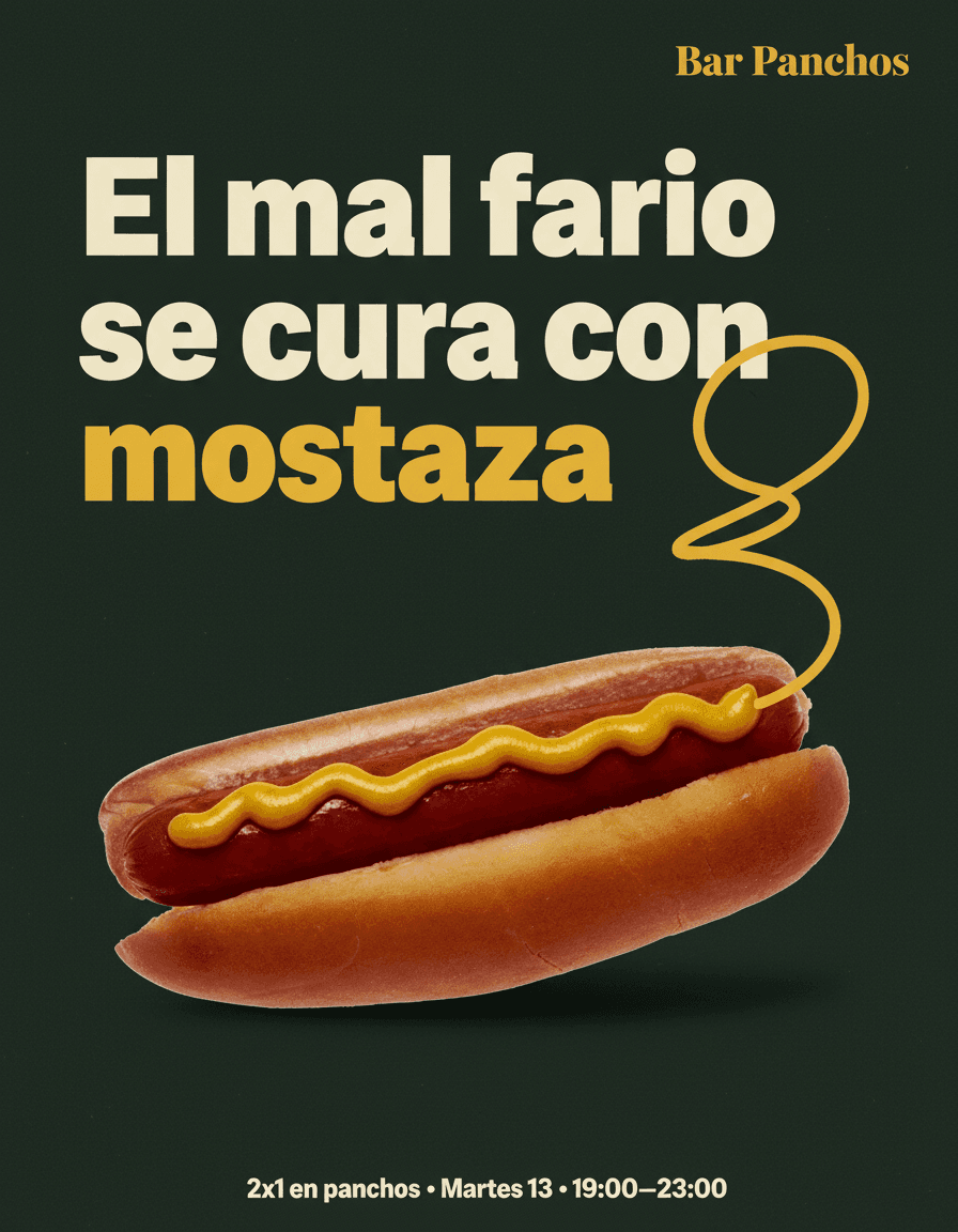 Placa generada por Mila: El mal fario se cura con mostaza