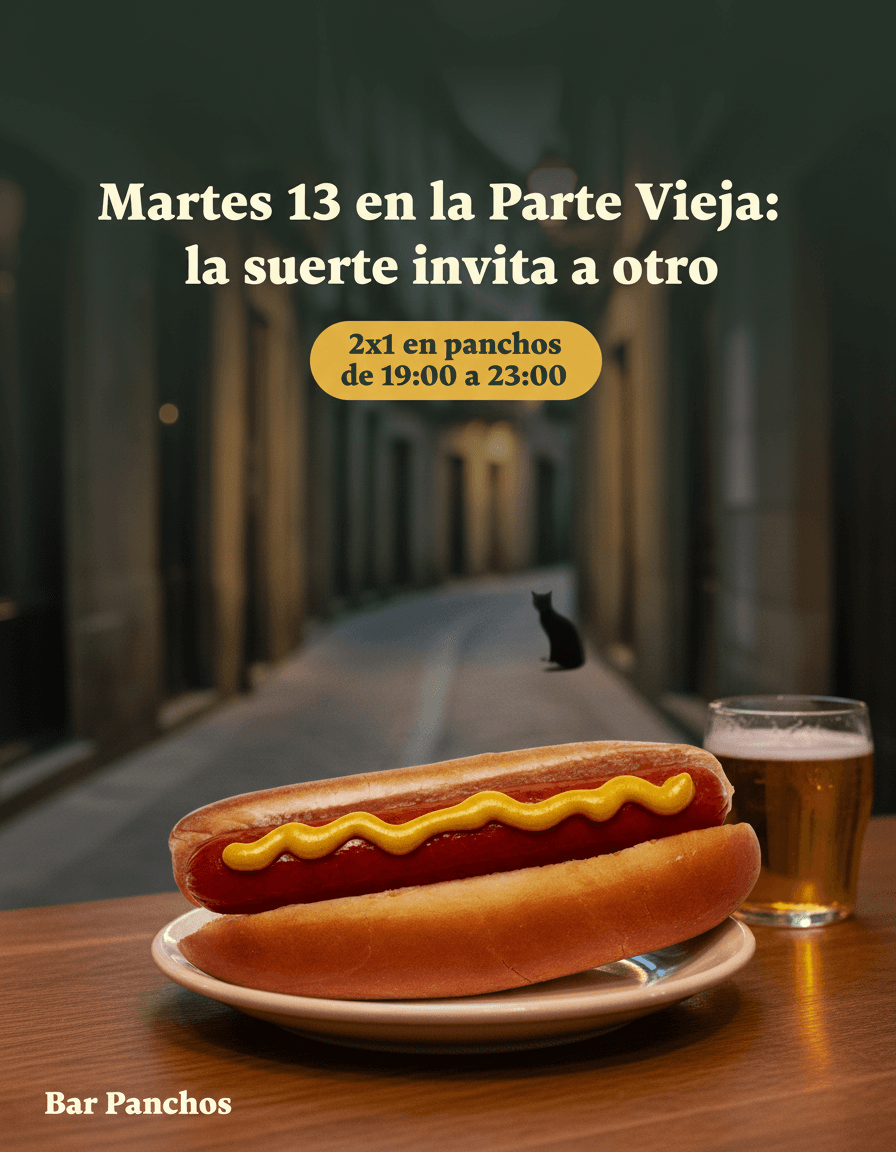 Placa generada por Mila: Martes 13 en la Parte Vieja: la suerte invita a otro