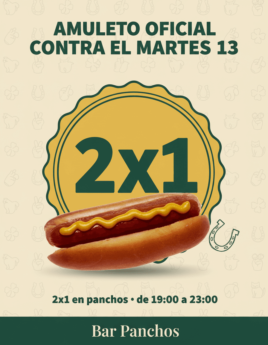 Placa generada por Mila: Amuleto oficial contra el martes 13